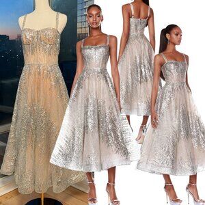 Bronx and Banco Silver Midi Dress
